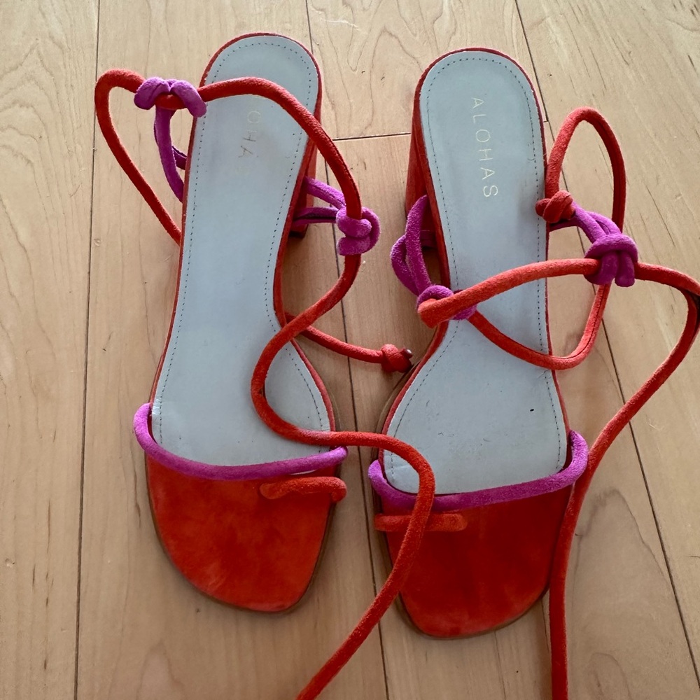 Alohas block heel orange / pink